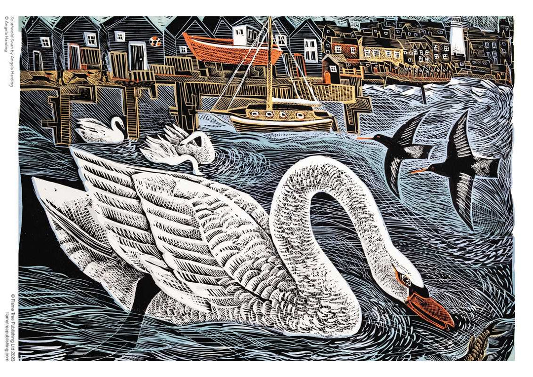 Southwold Swan Adult Sustainable Jigsaw Puzzle by Angela Harding