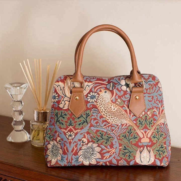 William Morris Strawberry Thief Red Convertible Bag