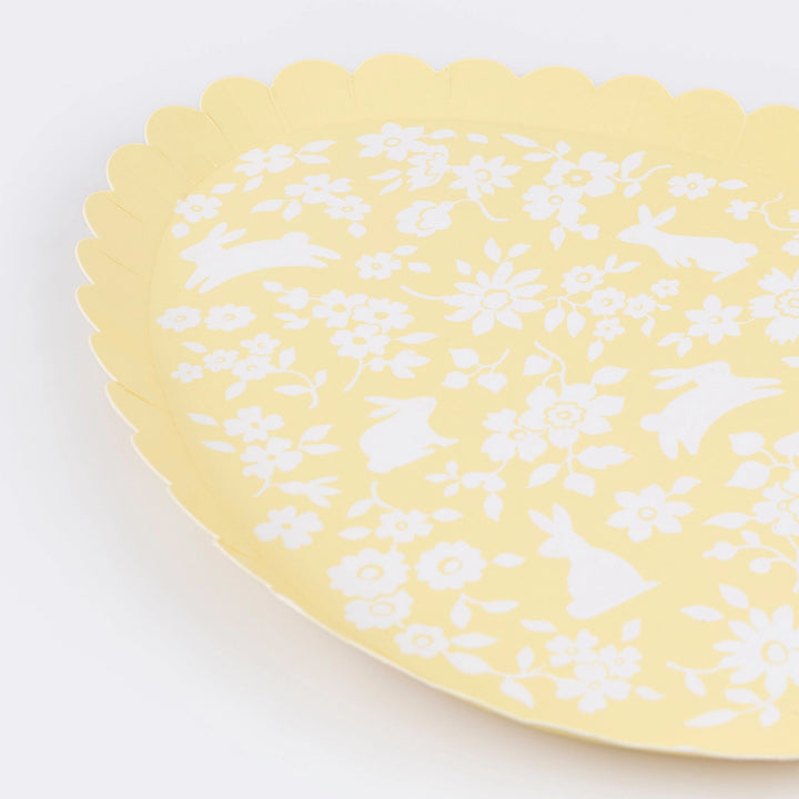 Ditsy Bunny Egg Shaped Paper Plates