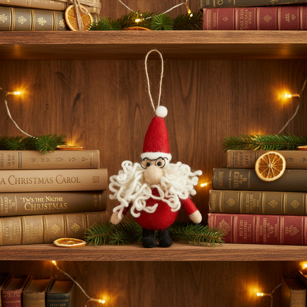 Curly Santa Handmade Felt Hanging Decoration