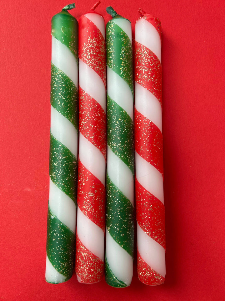 GLITTER TWISTS Dip Dye Dinner Candle Set of 4