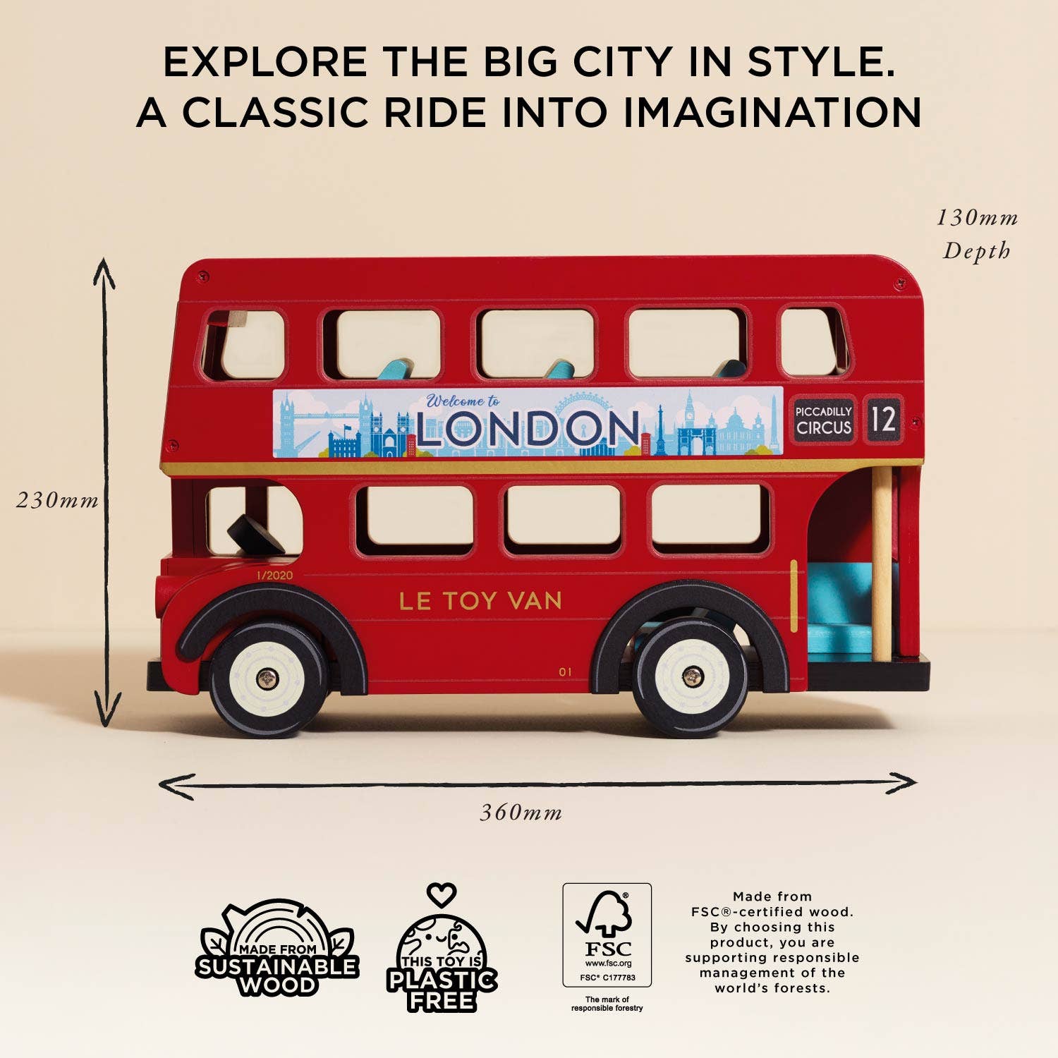 木のおもちゃ　ロンドンバス　London Bus ミニチュア　1点もの　限定品 London Wooden Bus – The Bee's Knees British Imports
