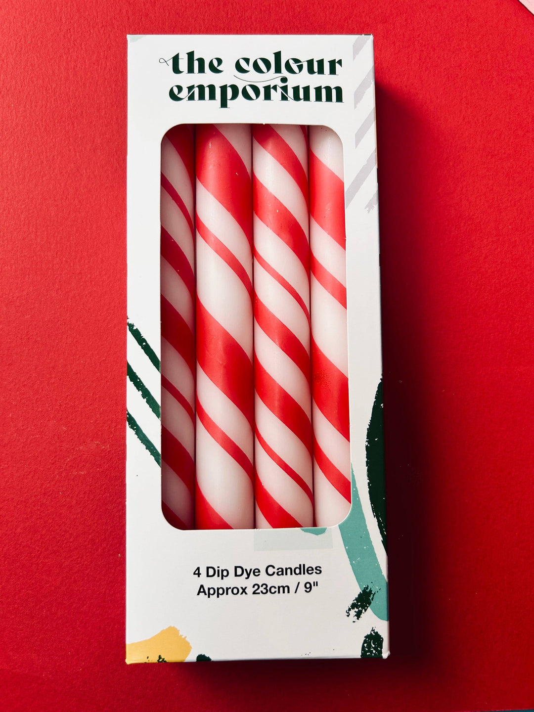 CANDY CANE LANE Dip Dye Dinner Candle Set of 4