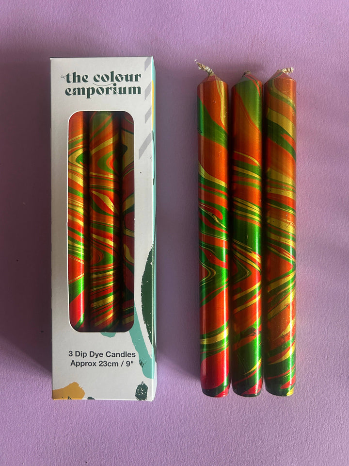 METALLIC MARBLED FOIL - Mulled Christmas Trio of Candles