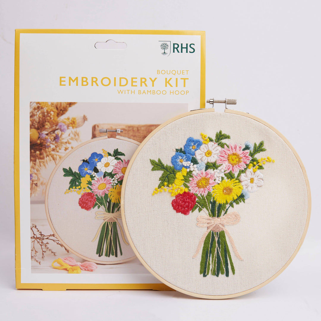 Royal Horticultural Society Multicolored 8" Bouquet Embroidery Kit (Second- Dented Packaging)