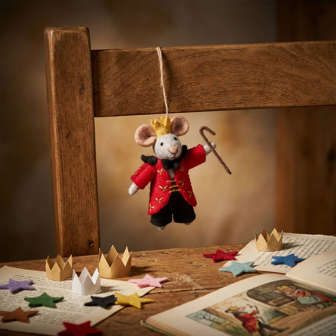 Nutcracker Mouse King Christmas Handmade Felt Hanging Decoration
