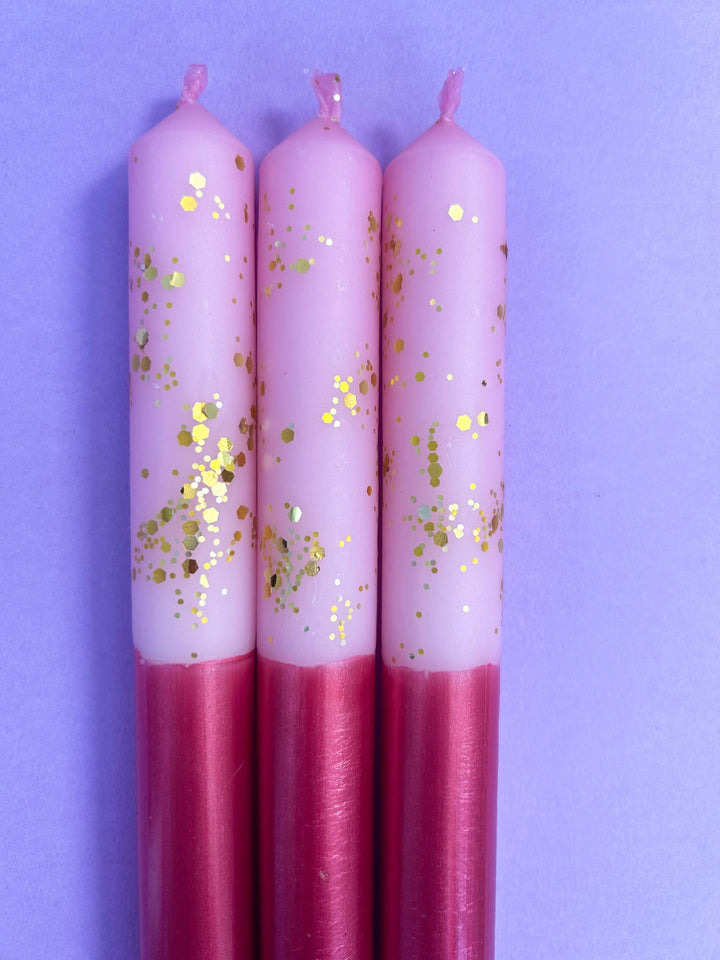 SUGAR AND SPICE Dip Dye Dinner Candle Trio