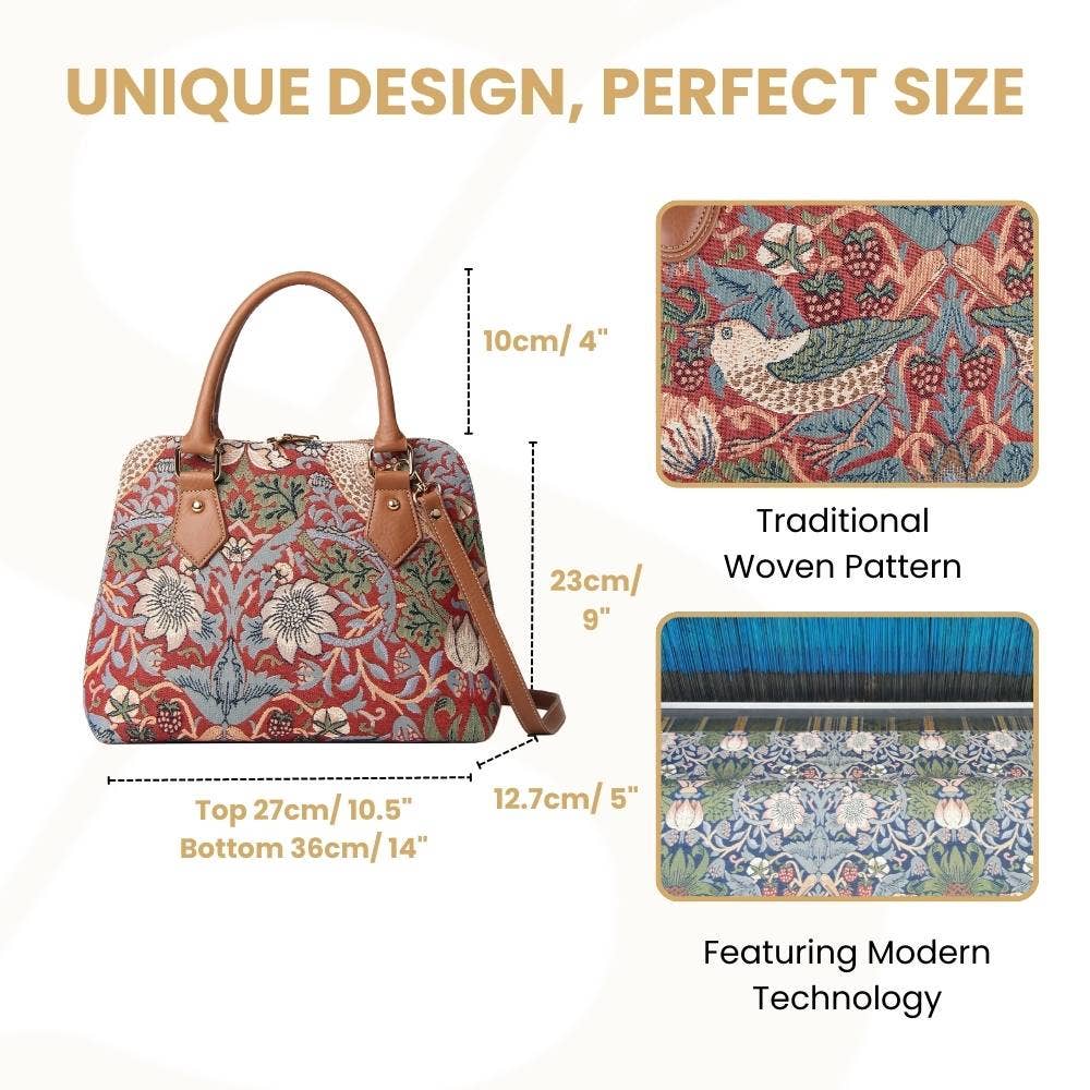 William Morris Strawberry Thief Red Convertible Bag