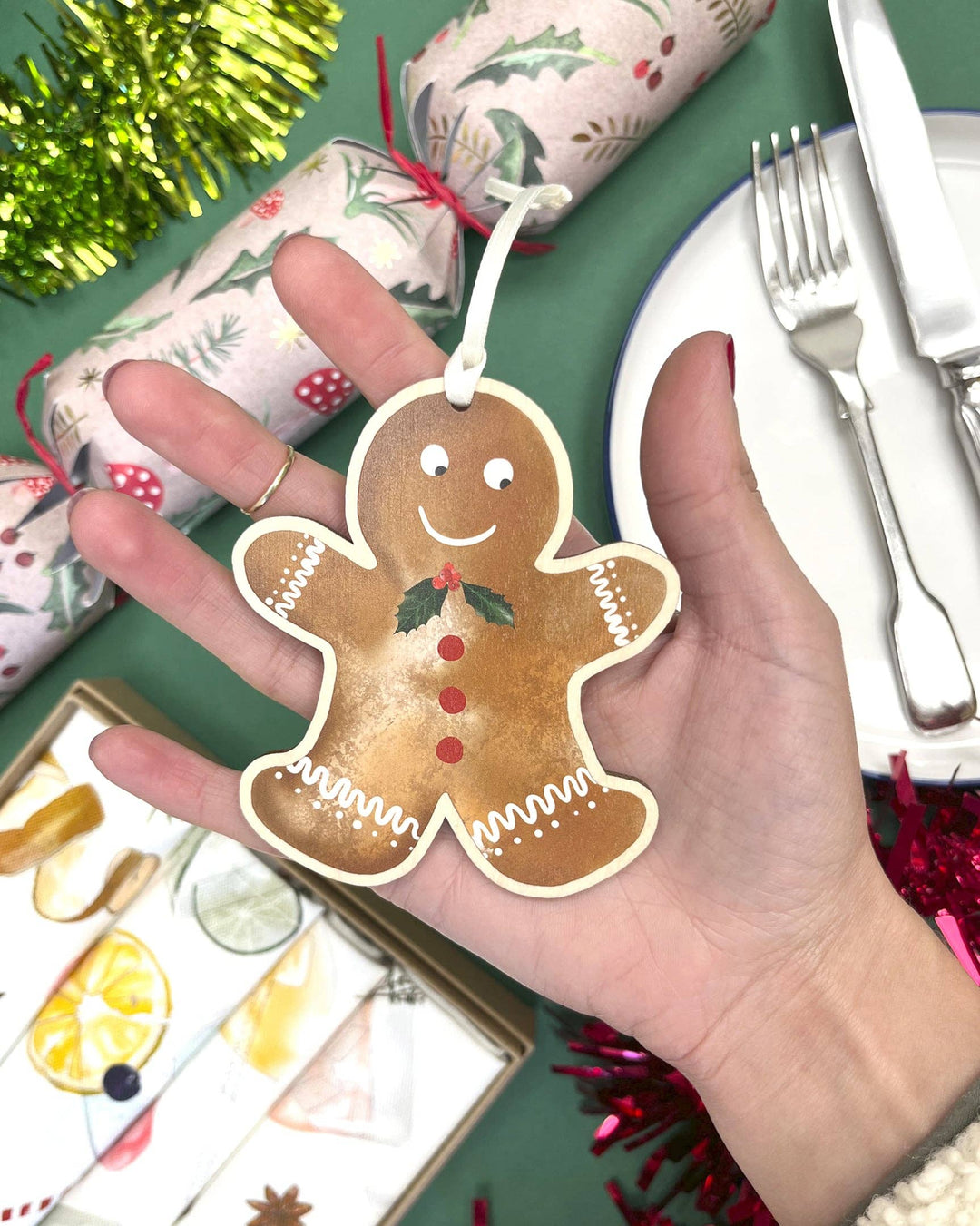 Gingerbread Man Wooden Christmas Ornament