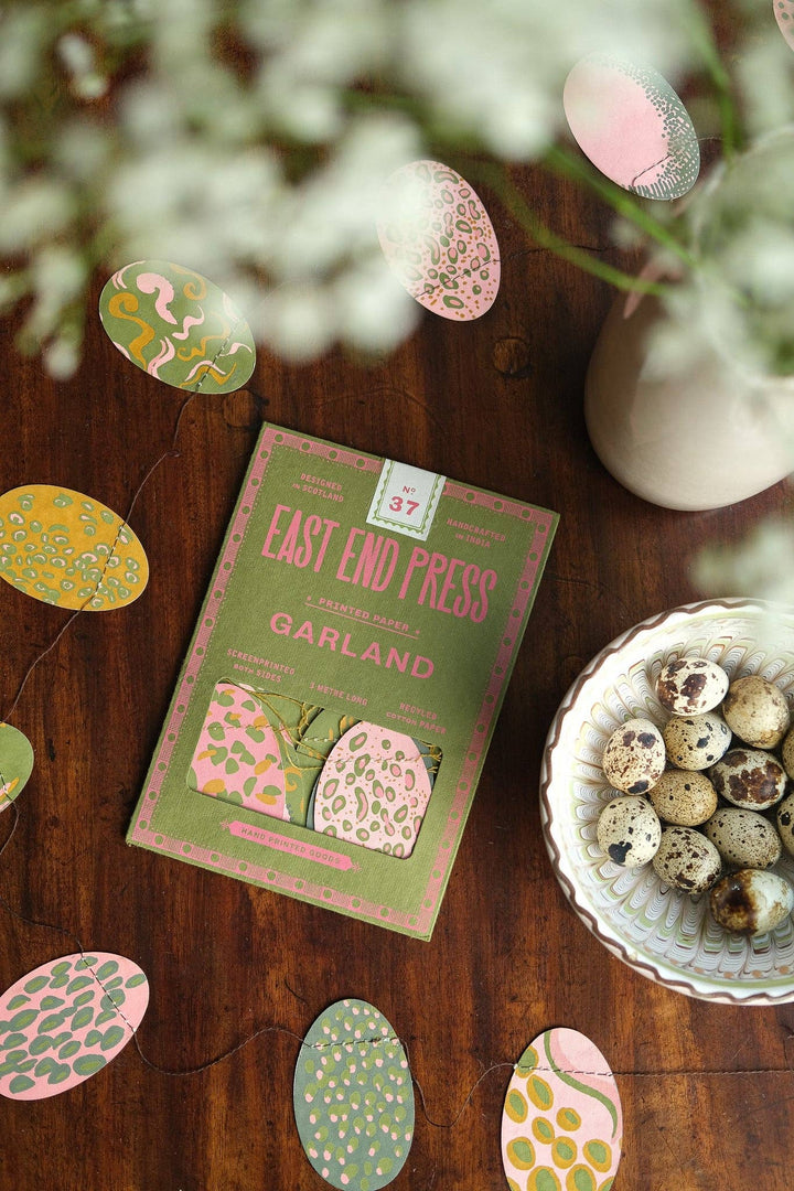 Pink Speckled Eggs Sewn Paper Garland