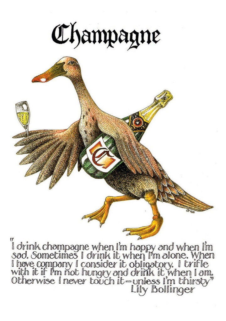 Champagne Duck Card by Simon Drew