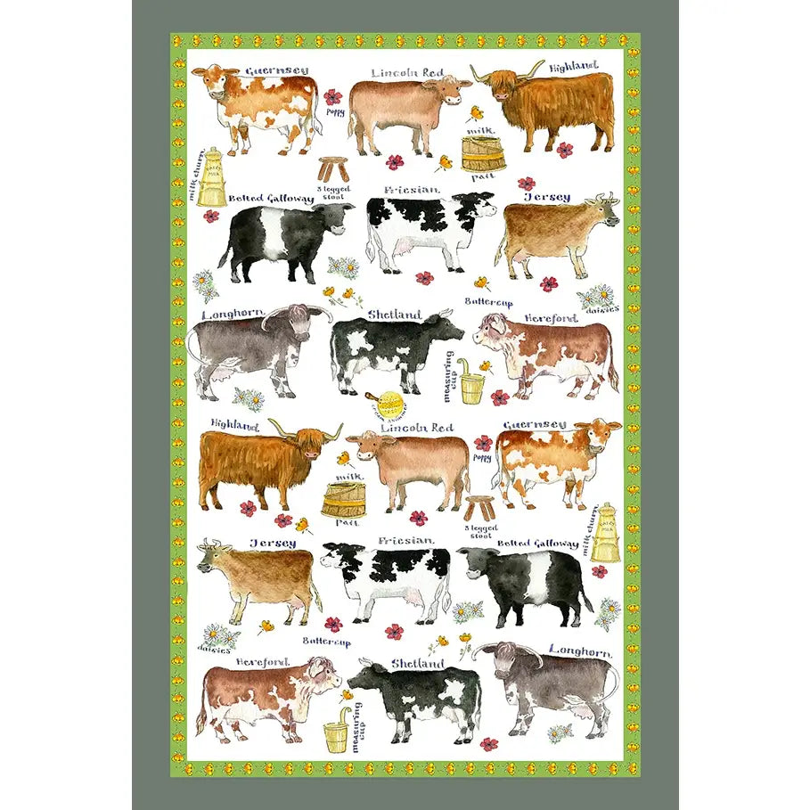 Cattle Breeds Cotton Tea Towel