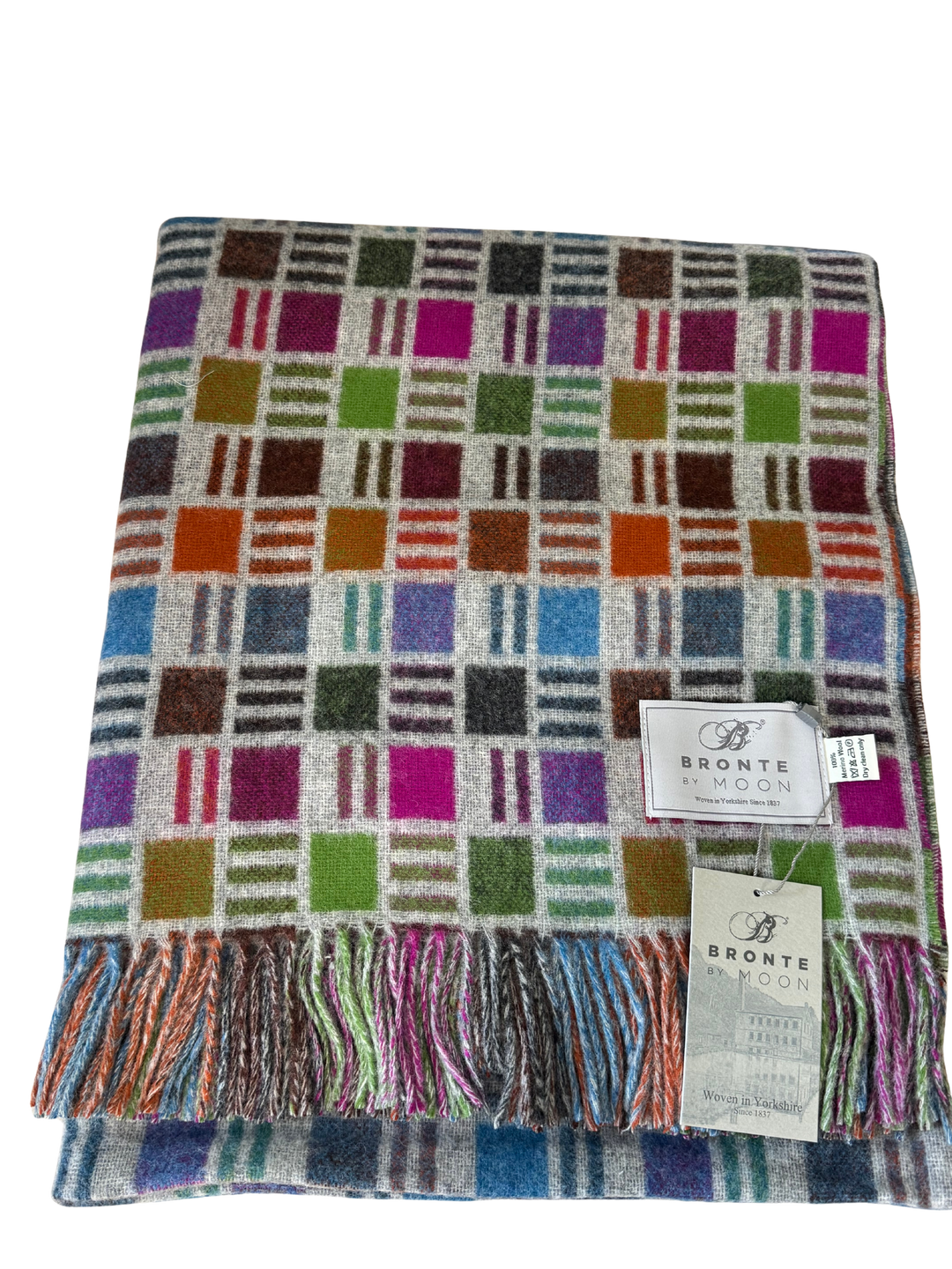 Multi Ribbon Merino Lambswool Throw - Gray