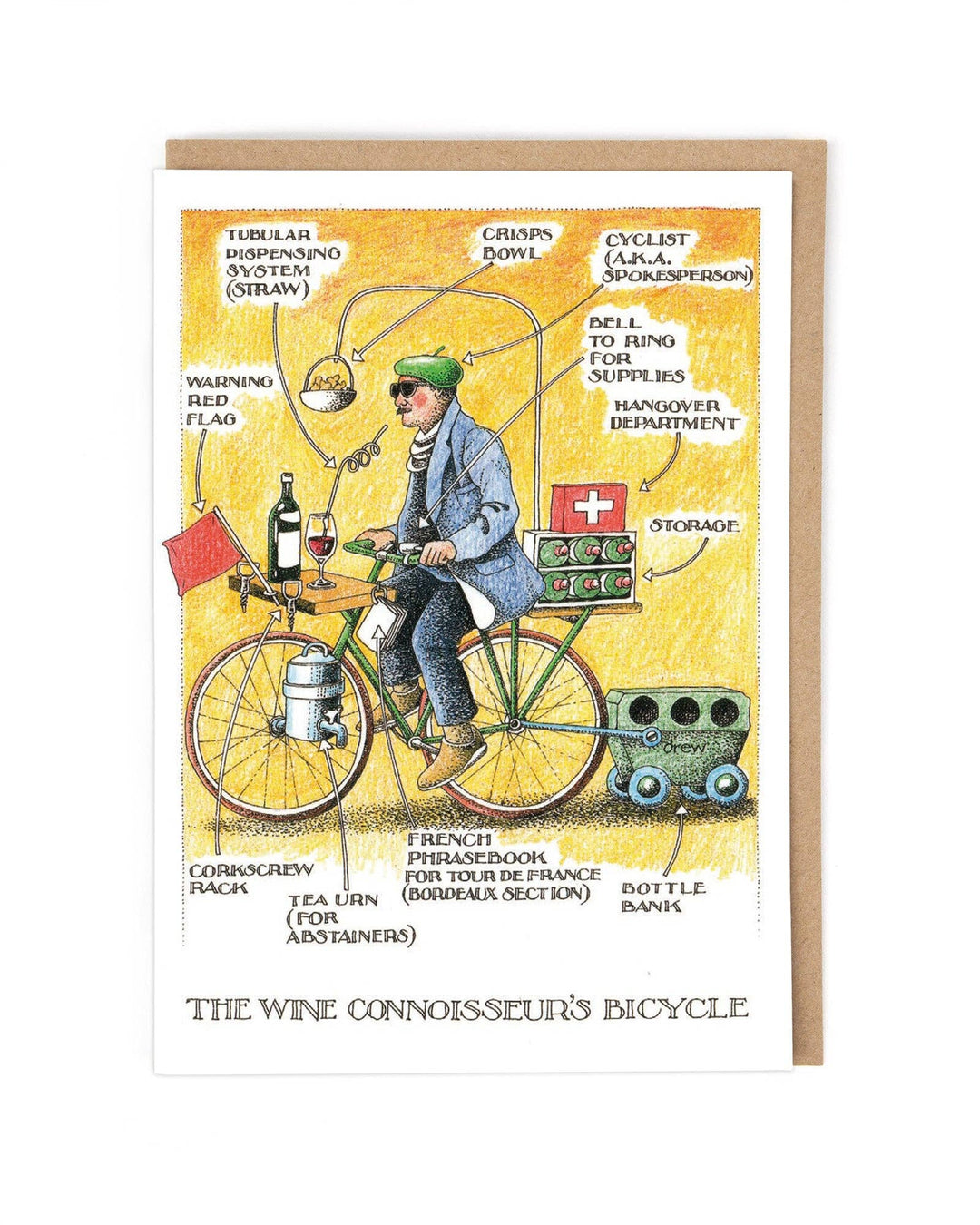 Wine Connoisseurs's Bike Card by Simon Drew