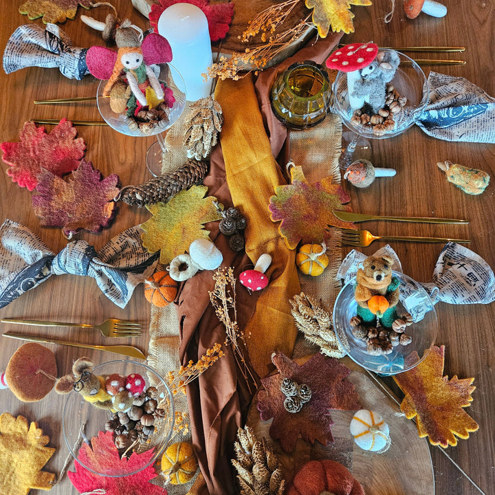 Handmade Needle Felt Oliver the Mouse Autumnal Decoration