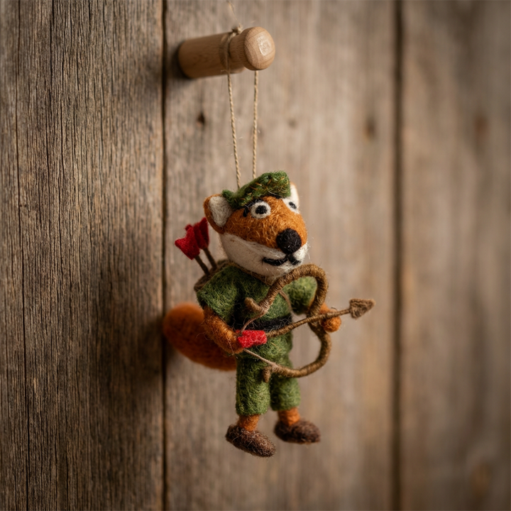 Handmade Felt Fox Robin Hood & Maid Marion Decoration