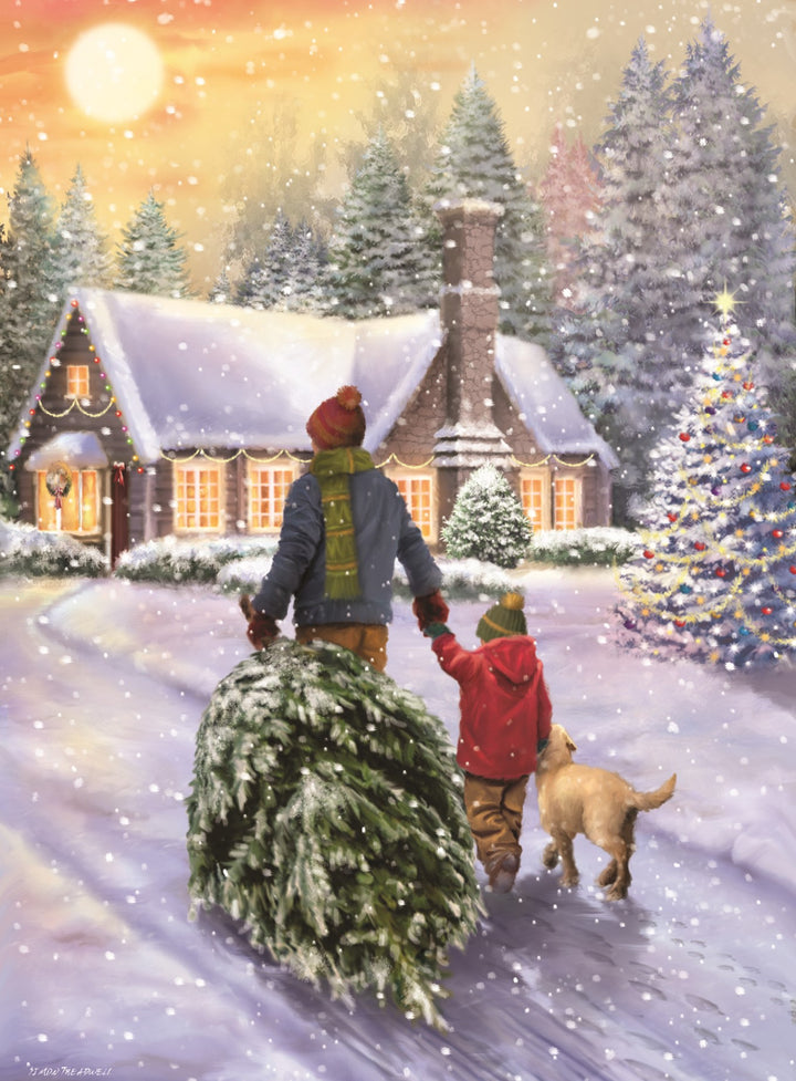 Snowy Village Advent Calendar Card