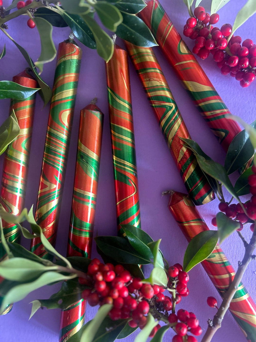 METALLIC MARBLED FOIL - Mulled Christmas Trio of Candles