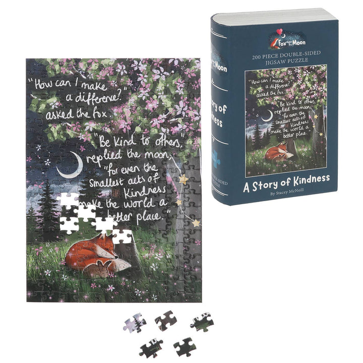 Fox Under The Moon Kindness 200 Piece Double Sided Jigsaw Puzzle