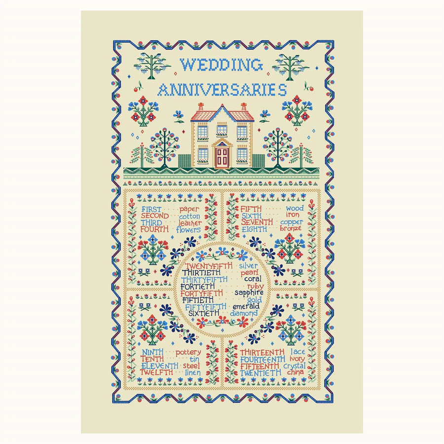 Wedding Sampler Cotton Tea Towel