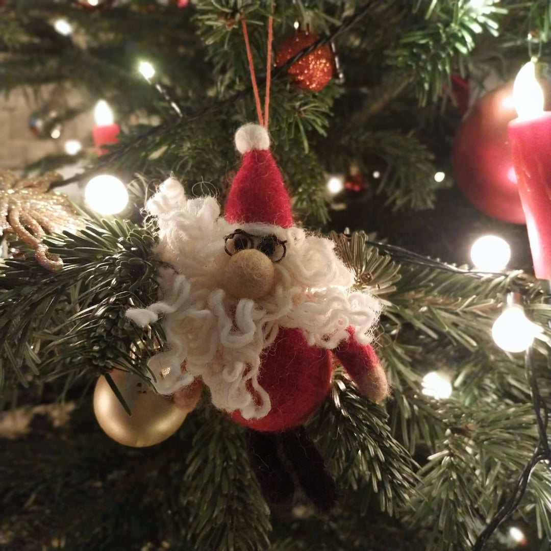 Curly Santa Handmade Felt Hanging Decoration