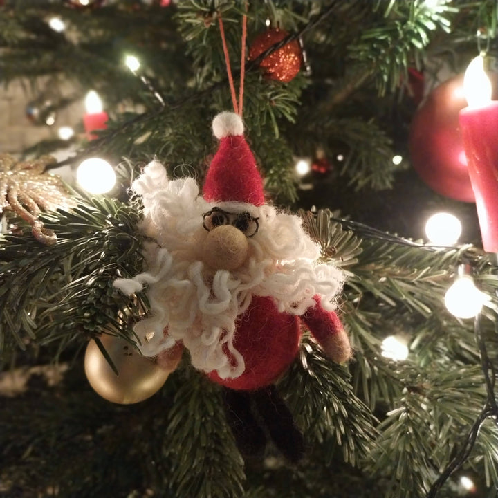 Curly Santa Handmade Felt Hanging Decoration