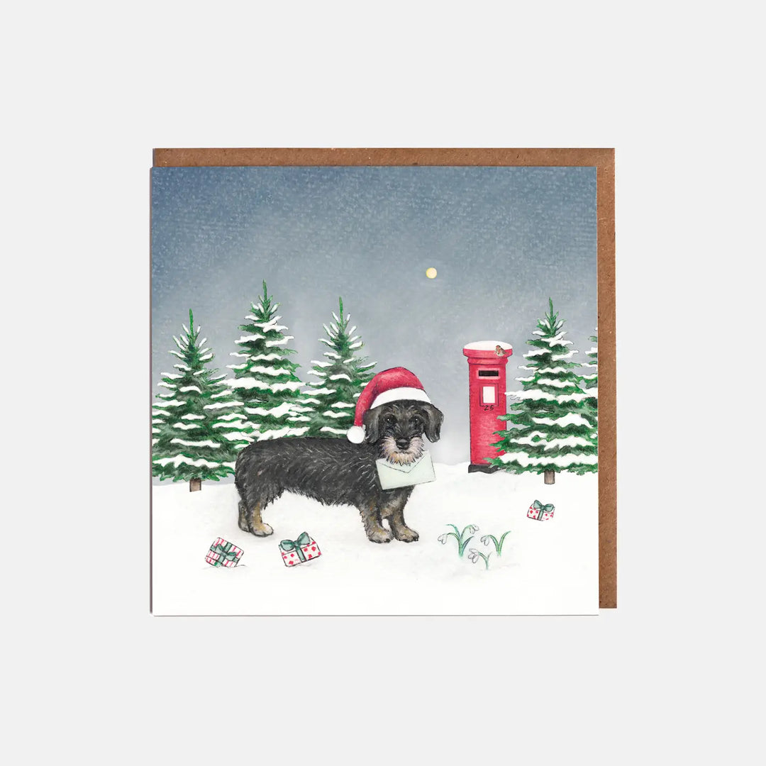 Dachshund in a Santa Hat Christmas Card