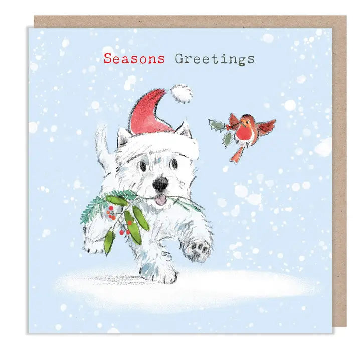 'Season's Greetings' Westie Puppy Christmas Card