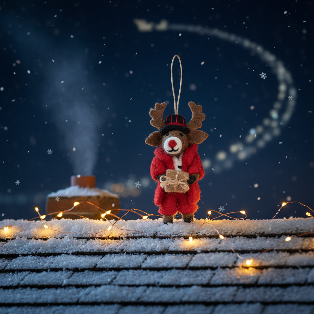 Dasher the Christmas Reindeer Handmade Felt Decoration