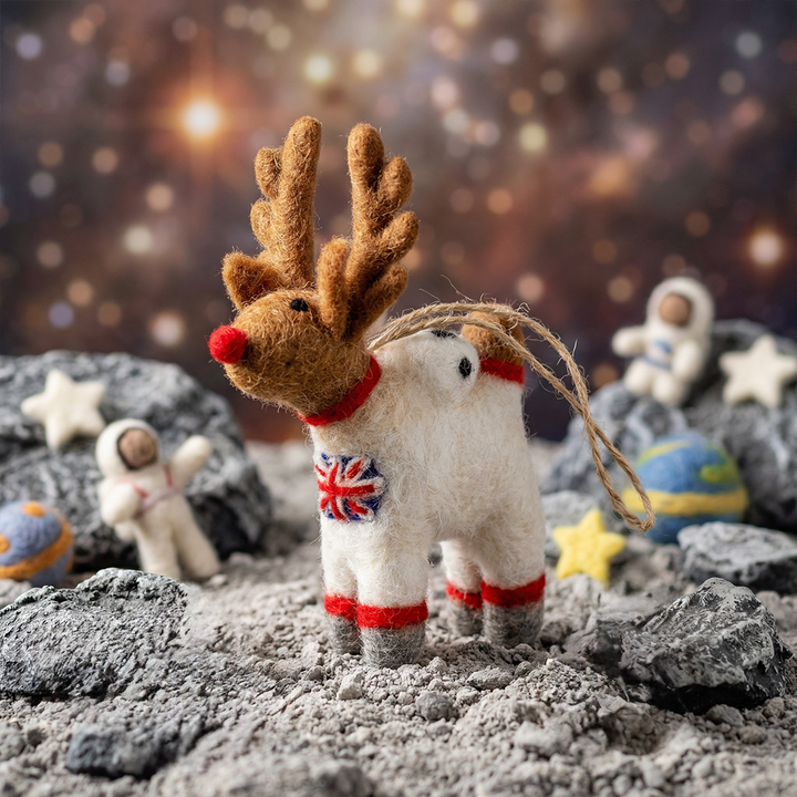 Astronaut Reindeer Handmade Felt  Hanging Decoration