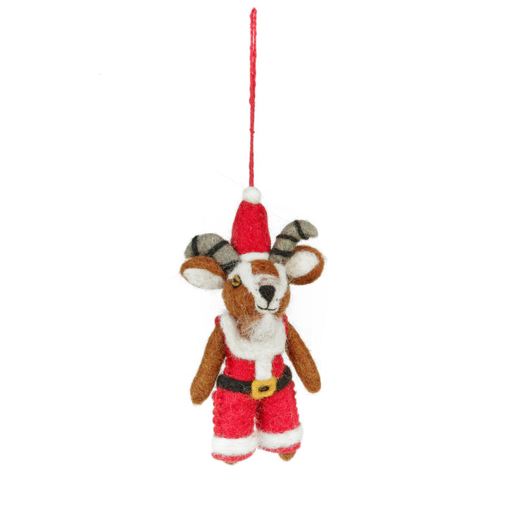 Kit the Christmas Goat Handmade Felt Hanging Decoration