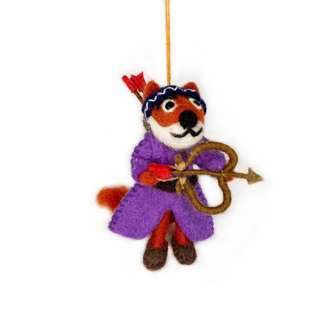 Handmade Felt Fox Robin Hood & Maid Marion Decoration