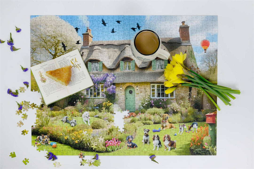 Dogs In A Spring Garden 1000 Piece Jigsaw