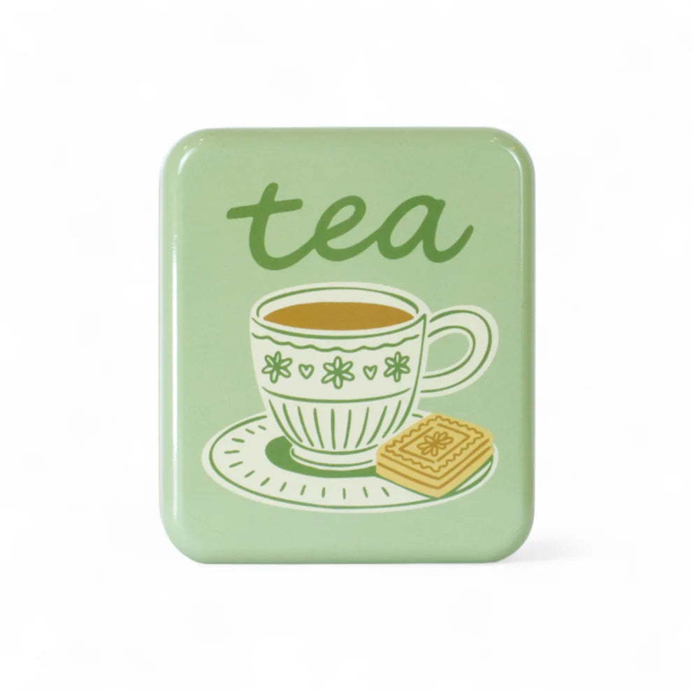 "Tea & a Biccy" Pocket Tea Bag Tin - Green