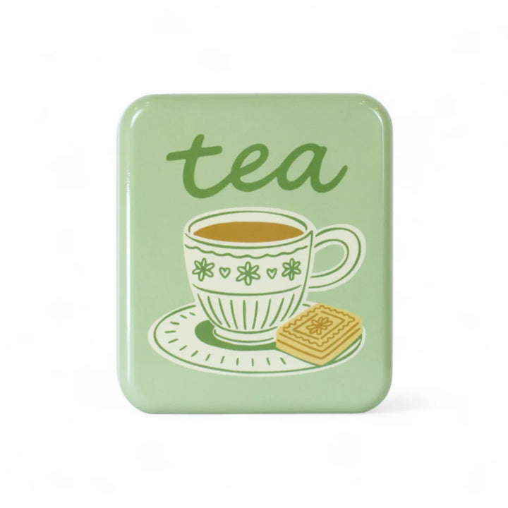 "Tea & a Biccy" Pocket Tea Bag Tin - Green