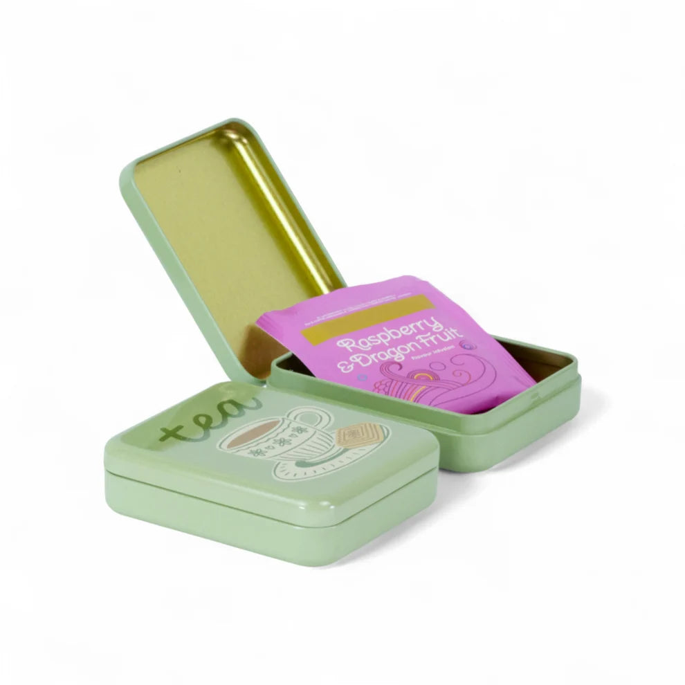 "Tea & a Biccy" Pocket Tea Bag Tin - Green