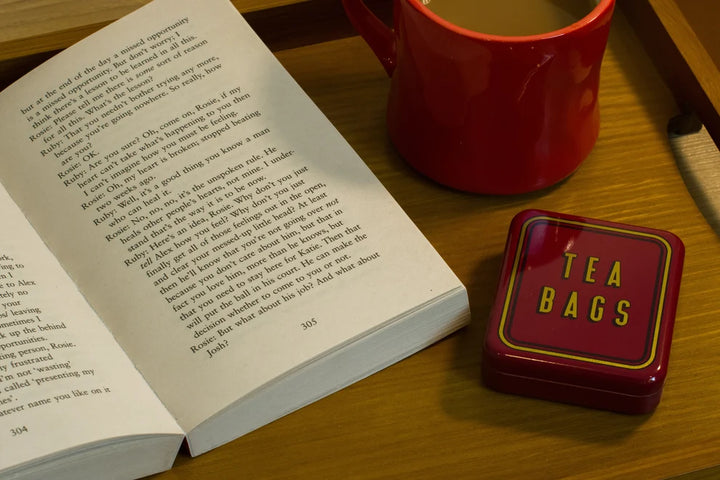 "Tea Bags" Pocket Tea Bag Tin - Burgundy