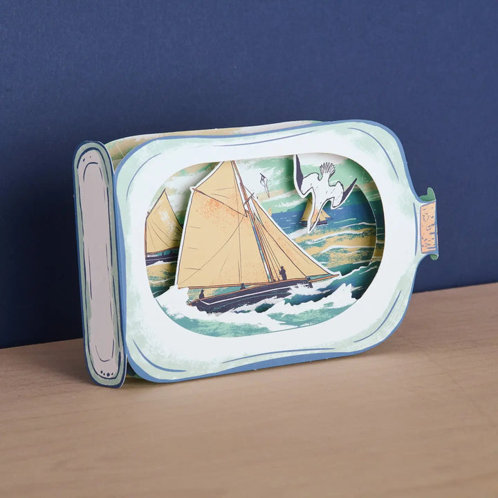 Sailboat in a Bottle Die Cut 3D Greetings Card