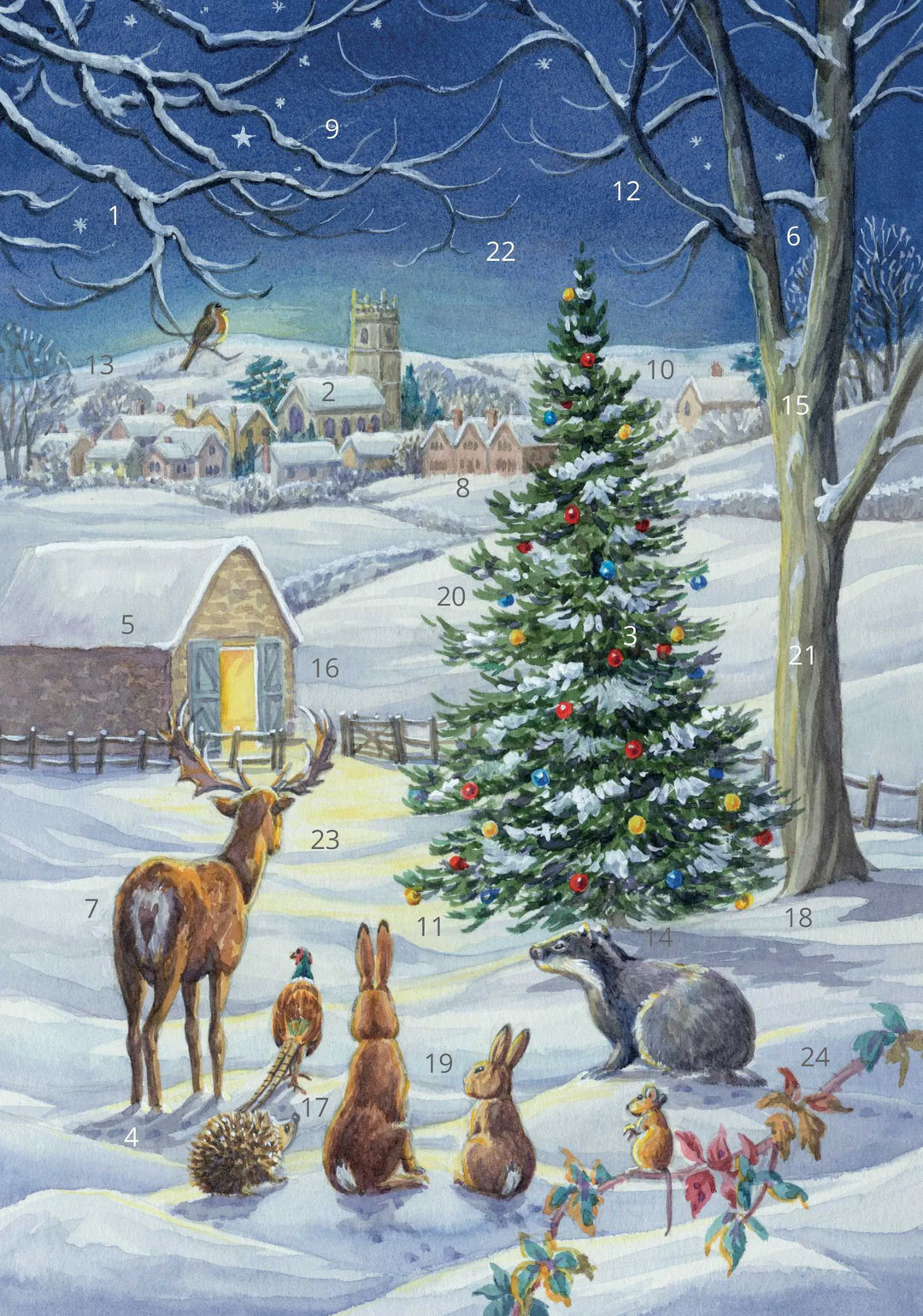 Snowy Landscape Advent Calendar Card