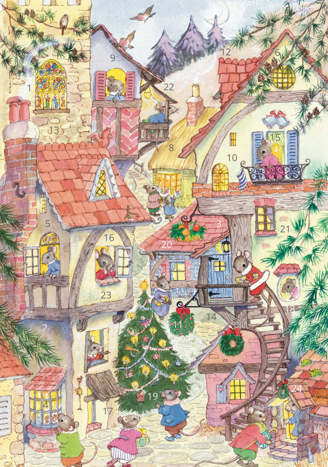 Christmas Town Advent Calendar Card