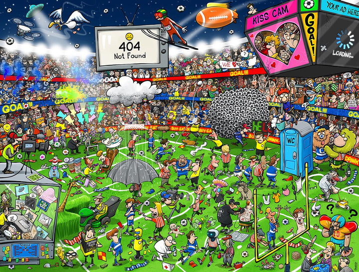 Chaos at the Football Tournament No.25 - 1000 Piece Jigsaw Puzzle by Ricardo Galvao