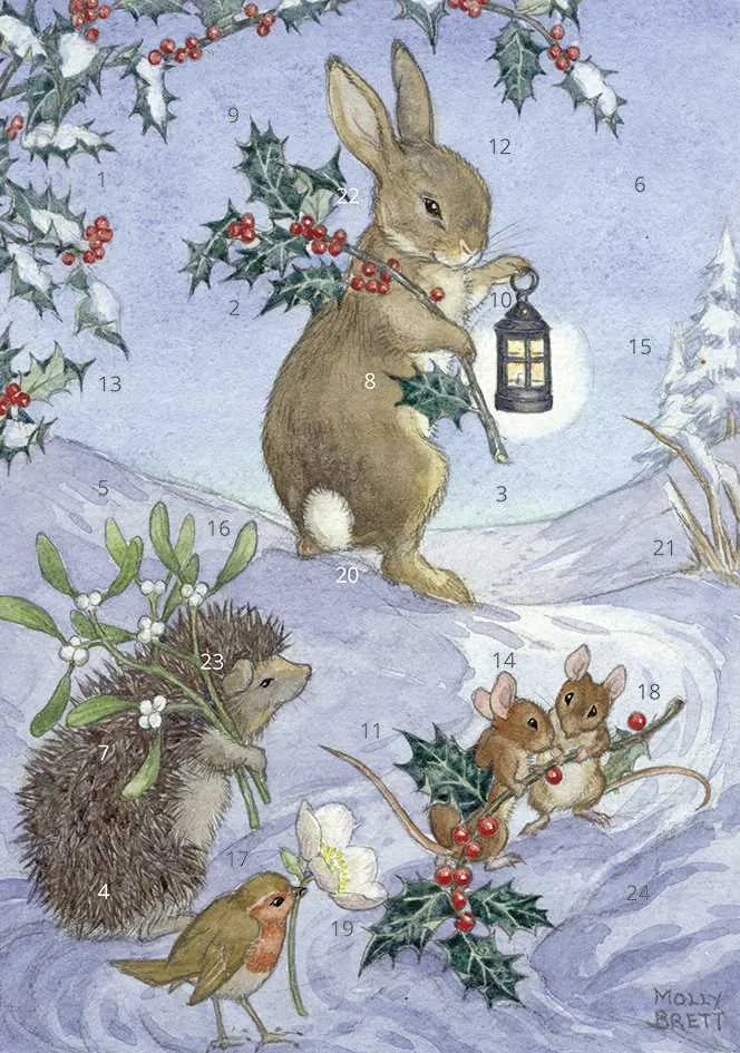 Christmas Animals Advent Calendar Card