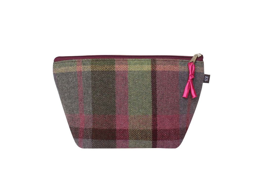Tweed Sausage Dog Applique Make Up Bag