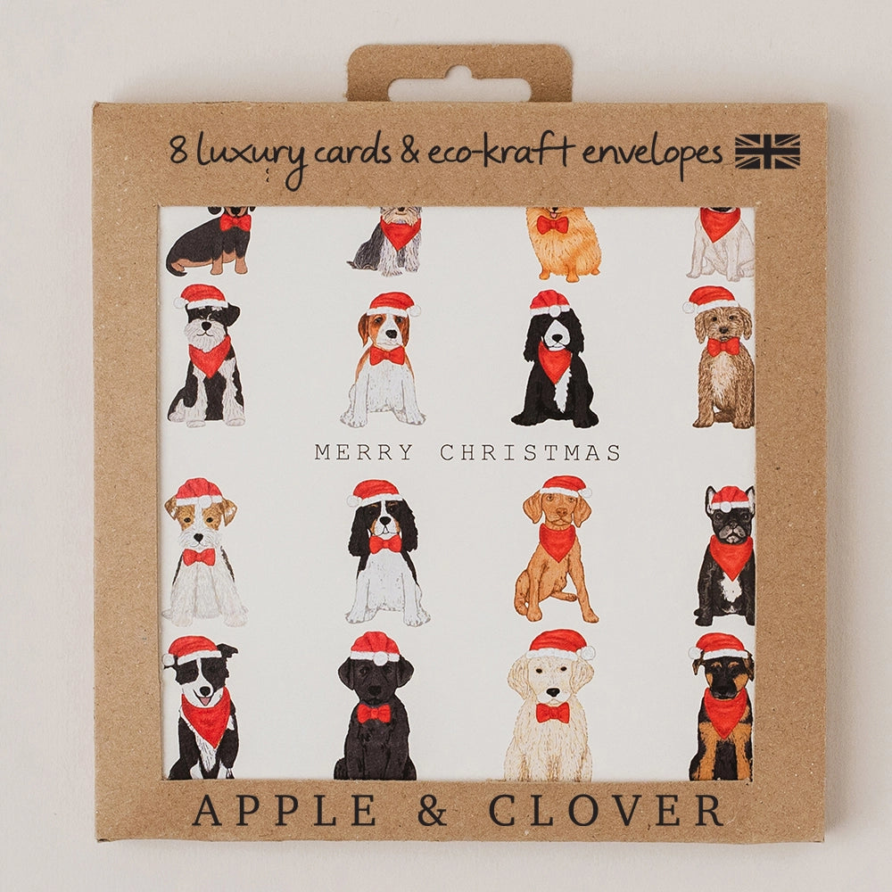 Luxury Christmas Card Pack of 8 with Dogs