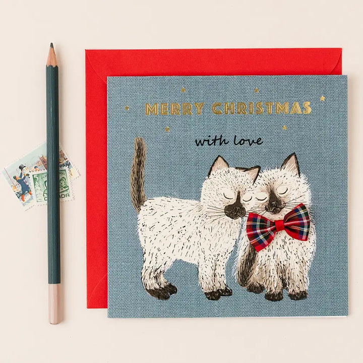 'Merry Christmas with Love' Pair of Cats Christmas Card