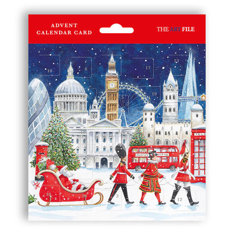 London Sleigh Advent Calendar Card