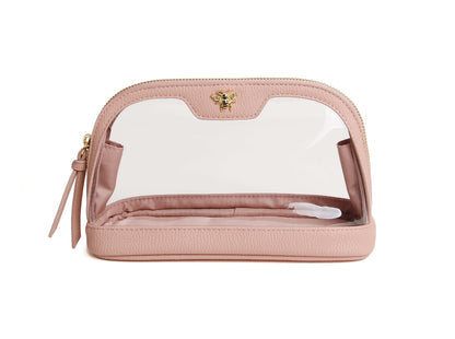Clear Beauty Case/Cosmetics Bag by Alice Wheeler London-- Pink