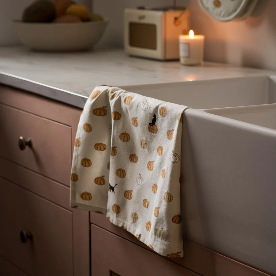 Trick or Treat Pumpkins Tea Towel