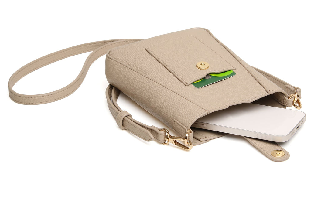 Kensington Phone Crossbody Bag by Alice Wheeler London-- Stone