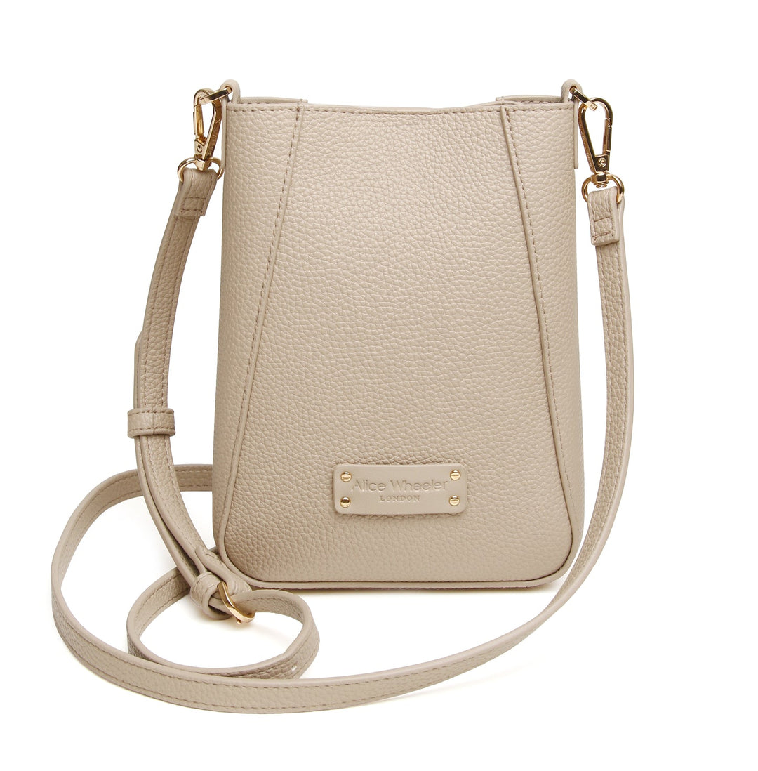 Kensington Phone Crossbody Bag by Alice Wheeler London-- Stone